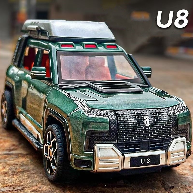 Perfect 1:24 BYD Yangwang U8 SUV โลหะของเล่นรถDiecastรถสําหรับชายเด็กจําลองเสียงLight Effectของขวัญง