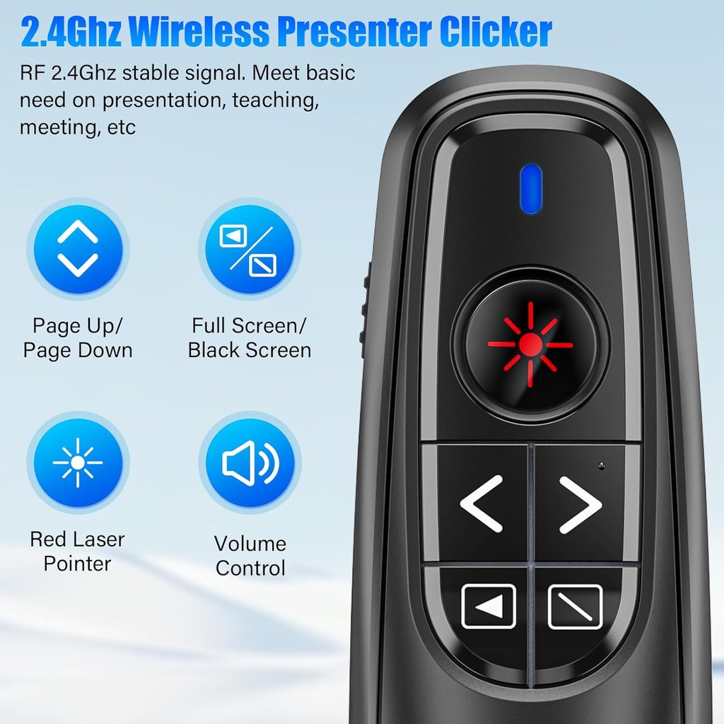 Presentation Clicker Wireless Presenter Remote Clicker, USB C PowerPoint Clicker สําหรับการนําเสนอพร