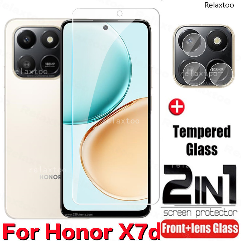 2in1 9H ฝาครอบหน้าจอกระจกนิรภัยสําหรับ Honor X7d X7c X6a X6b X6c X7 d HonorX7d 4G 5G โทรศัพท์ป้องกัน