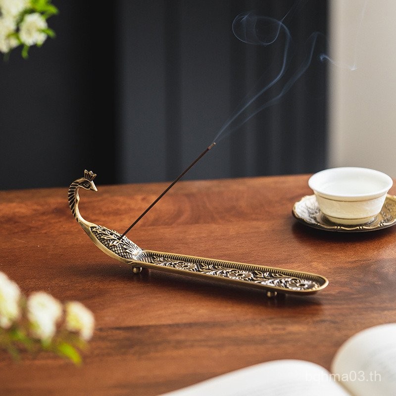 เจไดบ้านนกยูงกระถางธูปทองเหลืองบ้านไม้จันทน์ด้ายธูปครัวเรือนโต๊ะน้ําชาธูปผู้ถือธูปย้อนยุคสร้างสรรค์เ