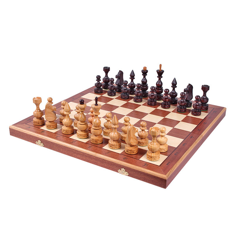 นําเข้าจากโปแลนด์ไม้เนื้อแข็งขนาดใหญ่แบบพกพาพับหมากรุก Sculptor Series Steonton