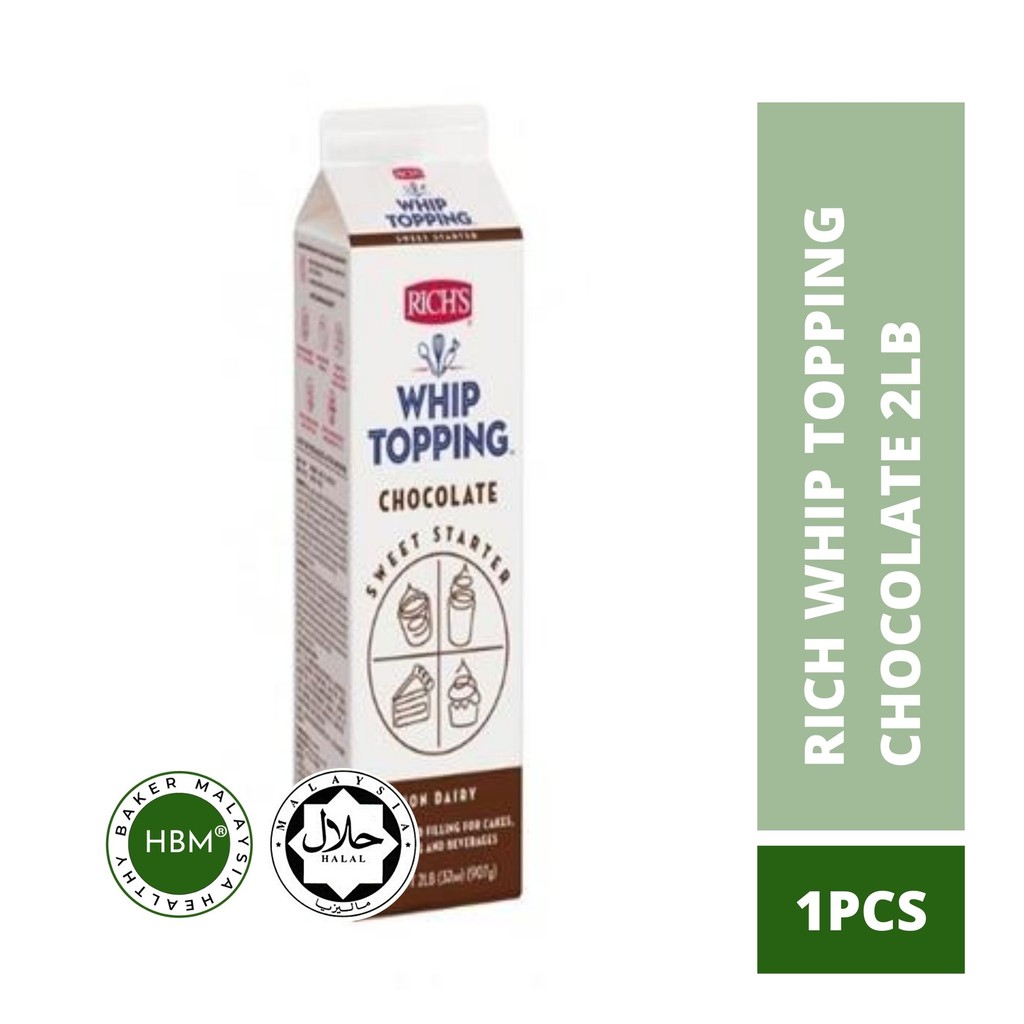 RICH WHIP TOPPING CHOCOLATE 2LB / WHIP TOPPING / COKLAT / 907GM