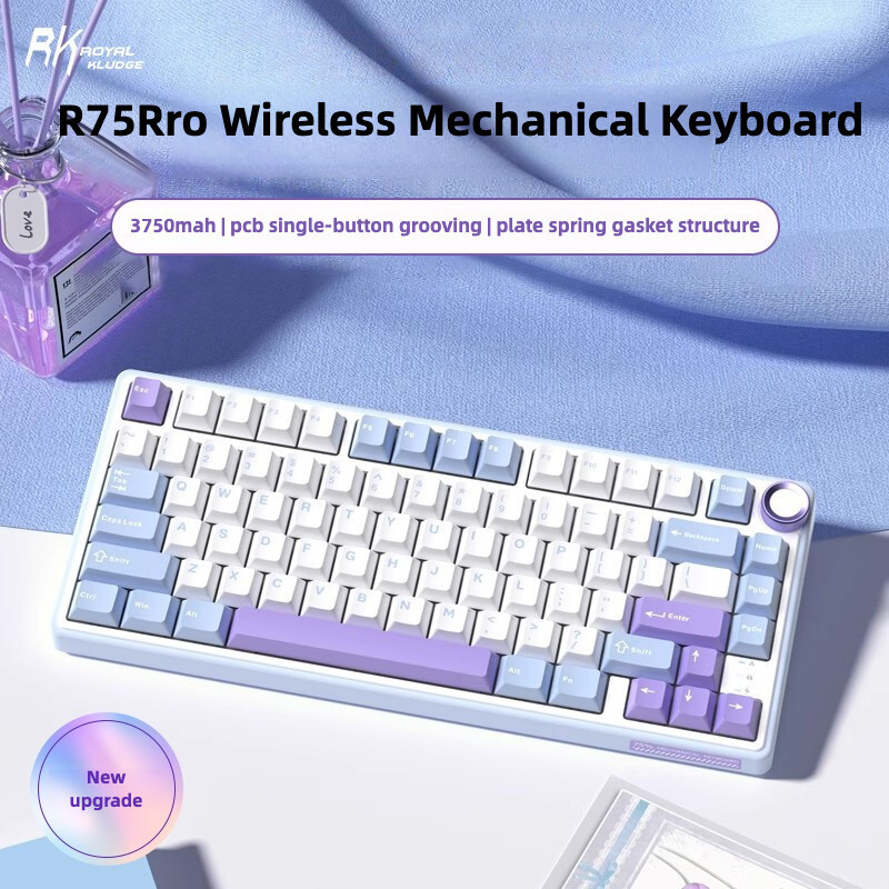RK R75Pro สามโหมดที่กําหนดเองคีย์บอร์ดบลูทูธ 2.4g Hotswap รองรับ QMK เด็กผู้หญิงเกม Office Misty แกน