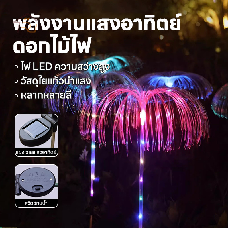 ไฟทรงพลุโซล่าเซลล์ ไฟสนามหญ้า แสงรวมสี ตกแต่งสวน ประดับต้นไม้ รั้วบ้าน