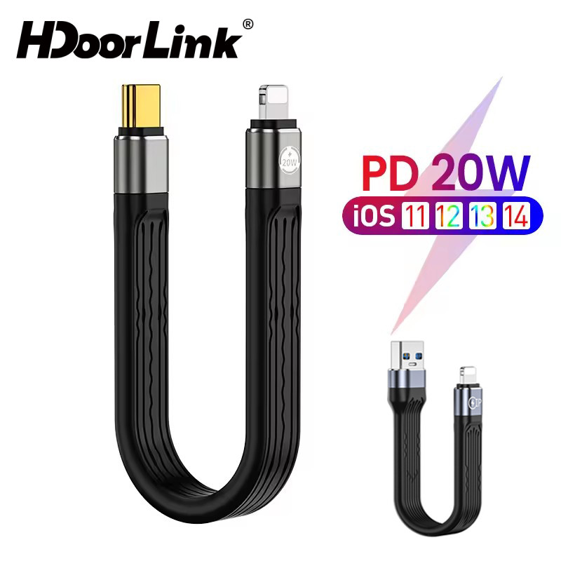 PD 20W USB C/USB A TO IOS สําหรับ IOS 13 14 15 16 17 Pro Max Soft FPC 3A Fast Charging USB C ข้อมูลสายเคเบิล