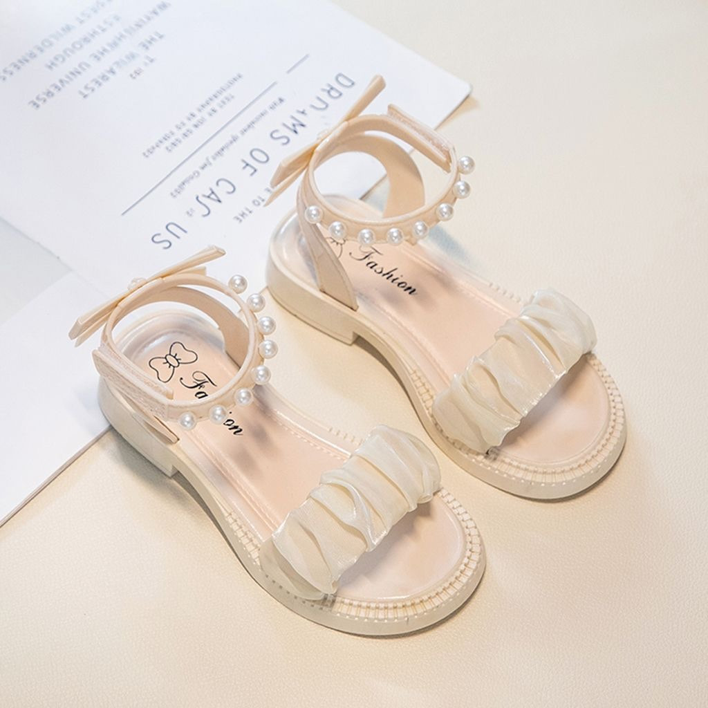 BLESSU รองเท้าแตะ เปิดนิ้วเท้า ประดับไข่มุก แฟชั่นฤดูร้อน สไตล์เจ้าหญิง สําหรับเด็กผู้หญิง - รูปที่ 4