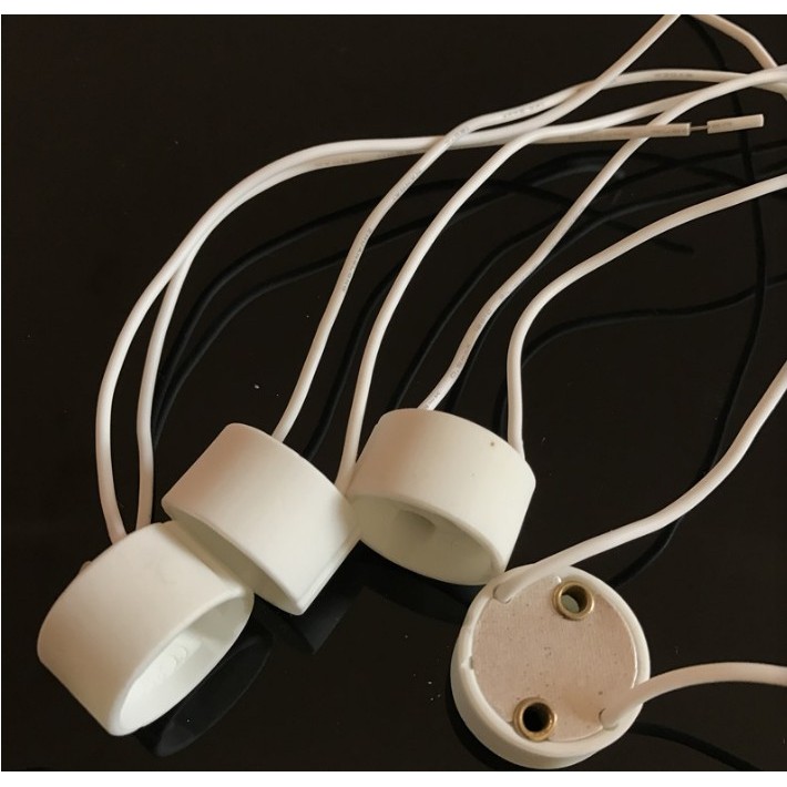 ผู้ถือโคมไฟเซรามิก GU10 LED ผู้ถือโคมไฟจุด GU10 Aging ฐานใช้สายอุณหภูมิสูง gu10 ผู้ถือโคมไฟเซรามิก