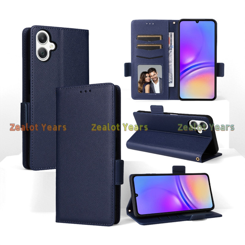 หรูหราหนังสําหรับ Samsung Galaxy A07 A06 A05 A08 A09 การ์ดนุ่ม Retro Solid กระเป๋าสตางค์ปลอกวงเล็บกั