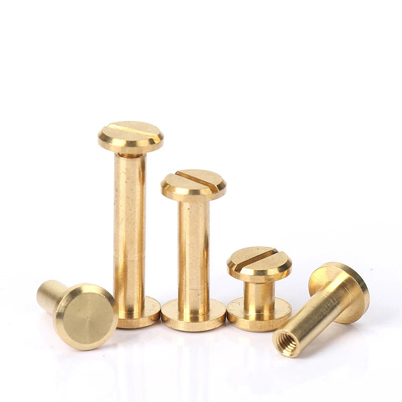 10sets Solid Brass Chicago Screws Binding Nail Stud Rivets for Photo Album Leather Craft Belt Wallet