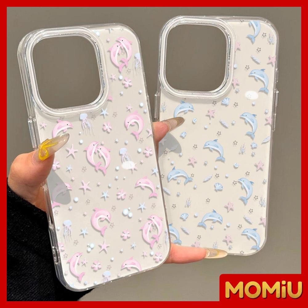MOMiU - เจลลี่เนียนเงา IMD สีขาว เข้ากันได้สำหรับ เคสไอโฟน11 เคส iphone 16 Pro Max 7Plus XR 12 13 14 15 โลมาแสนสวย