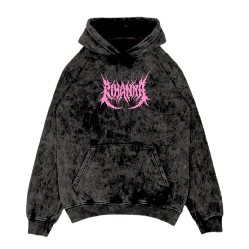 Rihanna Original สีดํา Woshing Hoodie เสื้อกันหนาวเสื้อแจ็คเก็ต