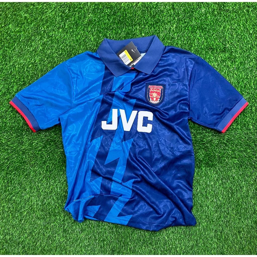 (RETRO) RETRO VINTAGE ARSENAL AWAY JERSEY BLUE JVC 1995 เกรด AAA CLASSIC