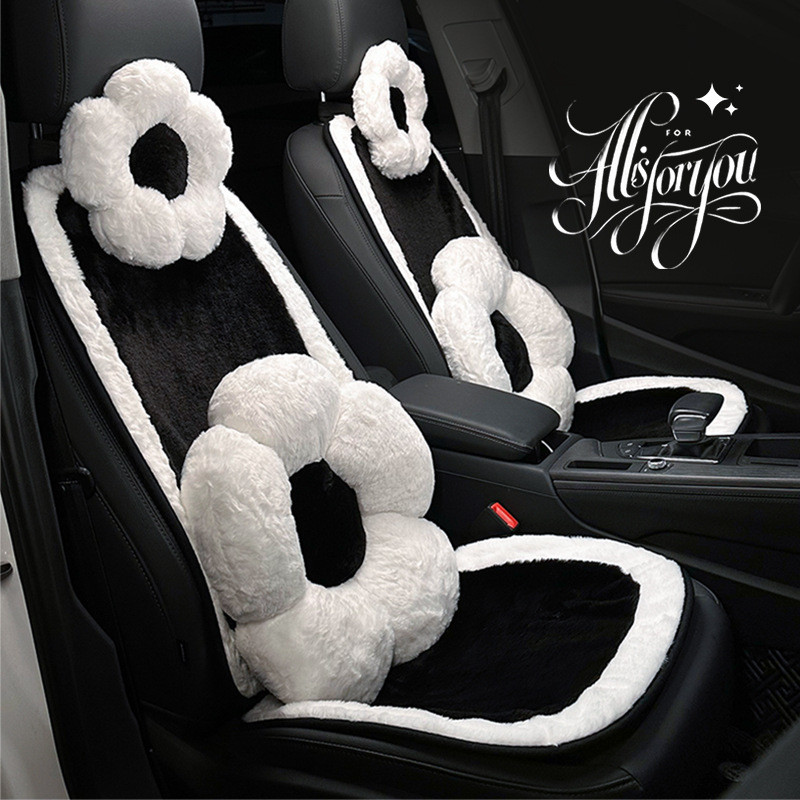 Automotive Headrest Net Red Crystal Flower Car Comfortable Neck Pillow Pillow Winter Warm Anti-Fatig