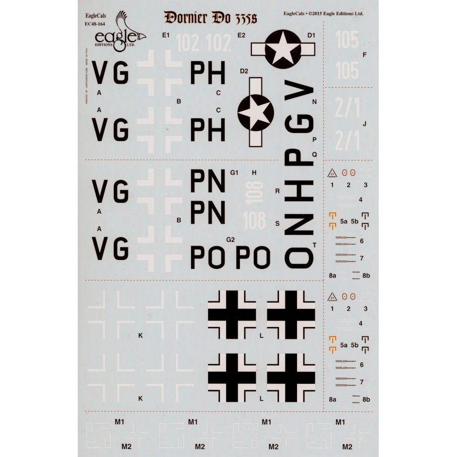EagleCals EC48164 1: 48 Germany American Do335A-0/1 สติ๊กเกอร์น้ํา Arrow