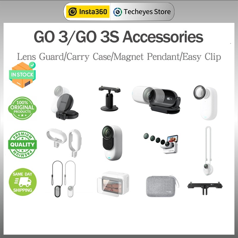 Insta360 GO 3/GO 3S Accessories（Lens Guard/Mic Wind Muff/Carry Case/Easy Clip）