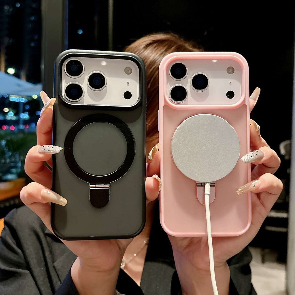 Skin Feeling Holder ฝาครอบป้องกันสําหรับ Apple iPhone 11 12 13 14 15 16 17 Pro Max ไร้สายชาร์จปลอกโท