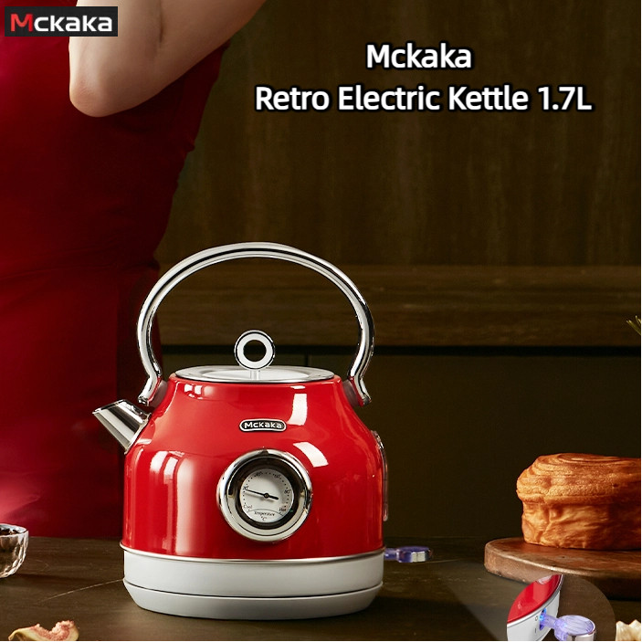 Mckaka Retro กาต้มน้ําไฟฟ้า 1.7L ในครัวเรือนฉนวนกันความร้อนกาต้มน้ําอัตโนมัติอุณหภูมิคงที่กาต้มน้ําไฟฟ้าของขวัญ