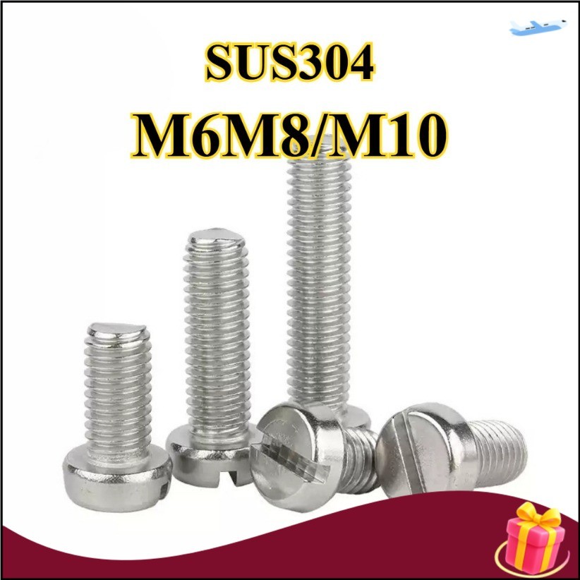 304 สแตนเลส one-slot สกรูหัวทรงกระบอก GB65 สกรู slotted หัวกลม bolt M6M8/M10WDY-MB