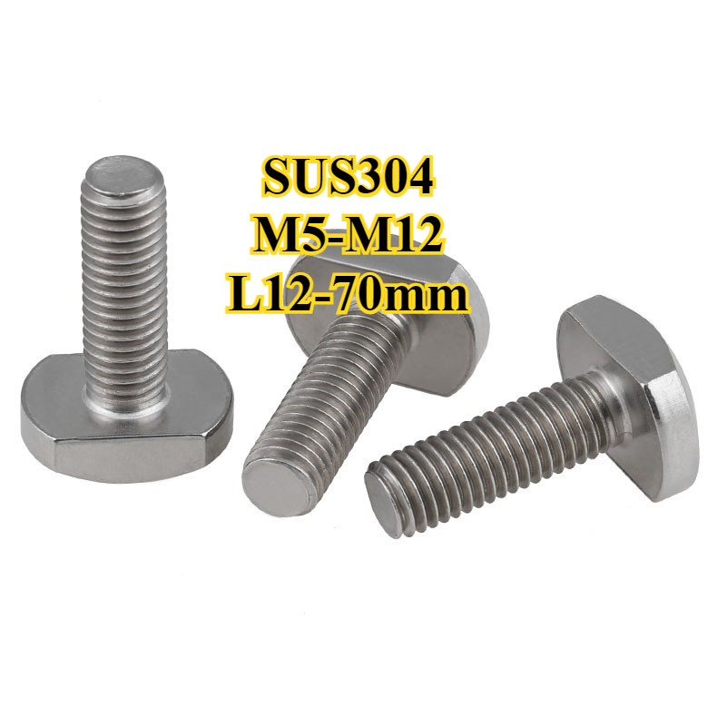 T Slot Bolt สกรู สแตนเลส 304 น็อต สกรู รูปตัว T สำหรับร่อง T-Slot ทีโบลท์  เกลียวมิล หยาบ/ T-Head Bo