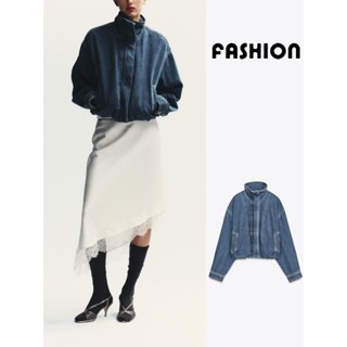 แจ็คเก็ตยีนส์แขนยาวสไตล์ฝรั่งเศส สำหรับฤดูใบไม้ร่วง ปี 2026