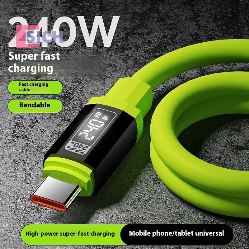 [Sich] 240W 1.5m Fast CHARGING USB Type-C ถึง Type-C พร้อมจอแสดงผลพลังงานเรียลไทม์สําหรับโทรศัพท์มือถือสายชาร์จเร็วใหม่