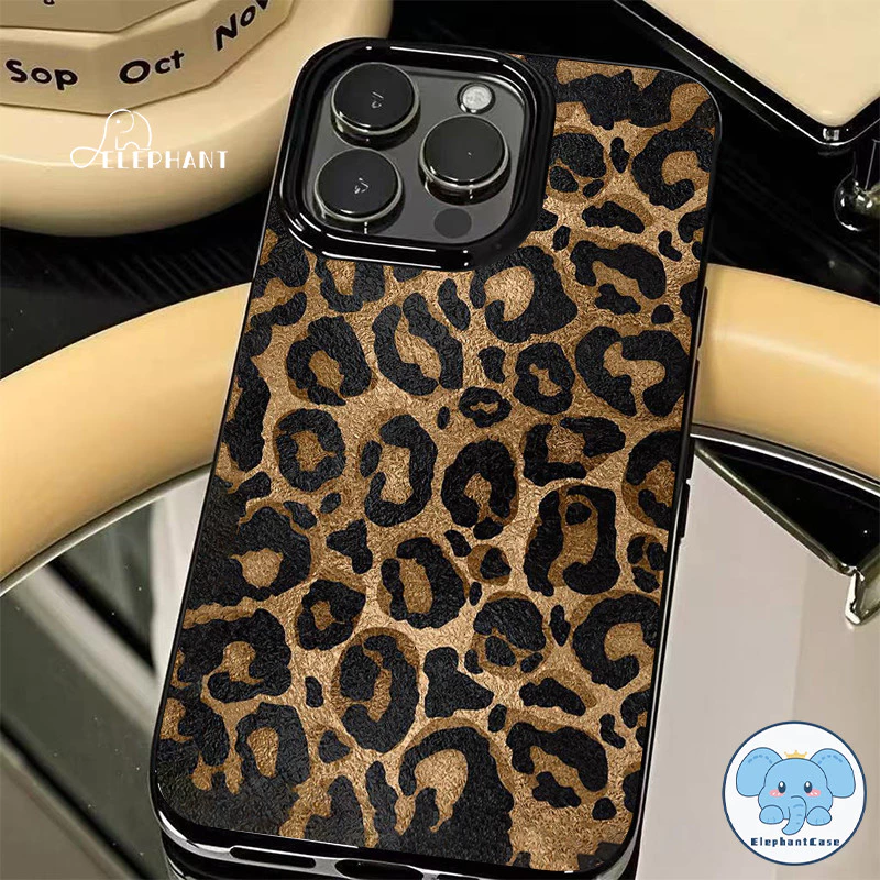 ดอกไม้ เคสไอโฟน15สำหรับ IPhone 17 air 11 16 13 15 14 Pro Max XR XS X Max 14 7 16 Plus แฟชั่นลายเสือดาวหรูหราพื้นผิวมันวา