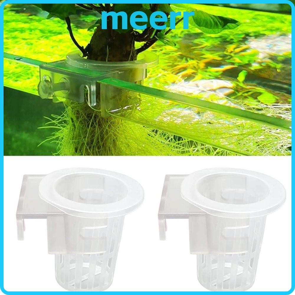 MEERR 2 ชิ้นแขวน Aquarium ผู้ถือพืช, Aquascape ตกแต่ง ABS Fish Tank Planter ถ้วย, ปรับด้วย Hole Hydr