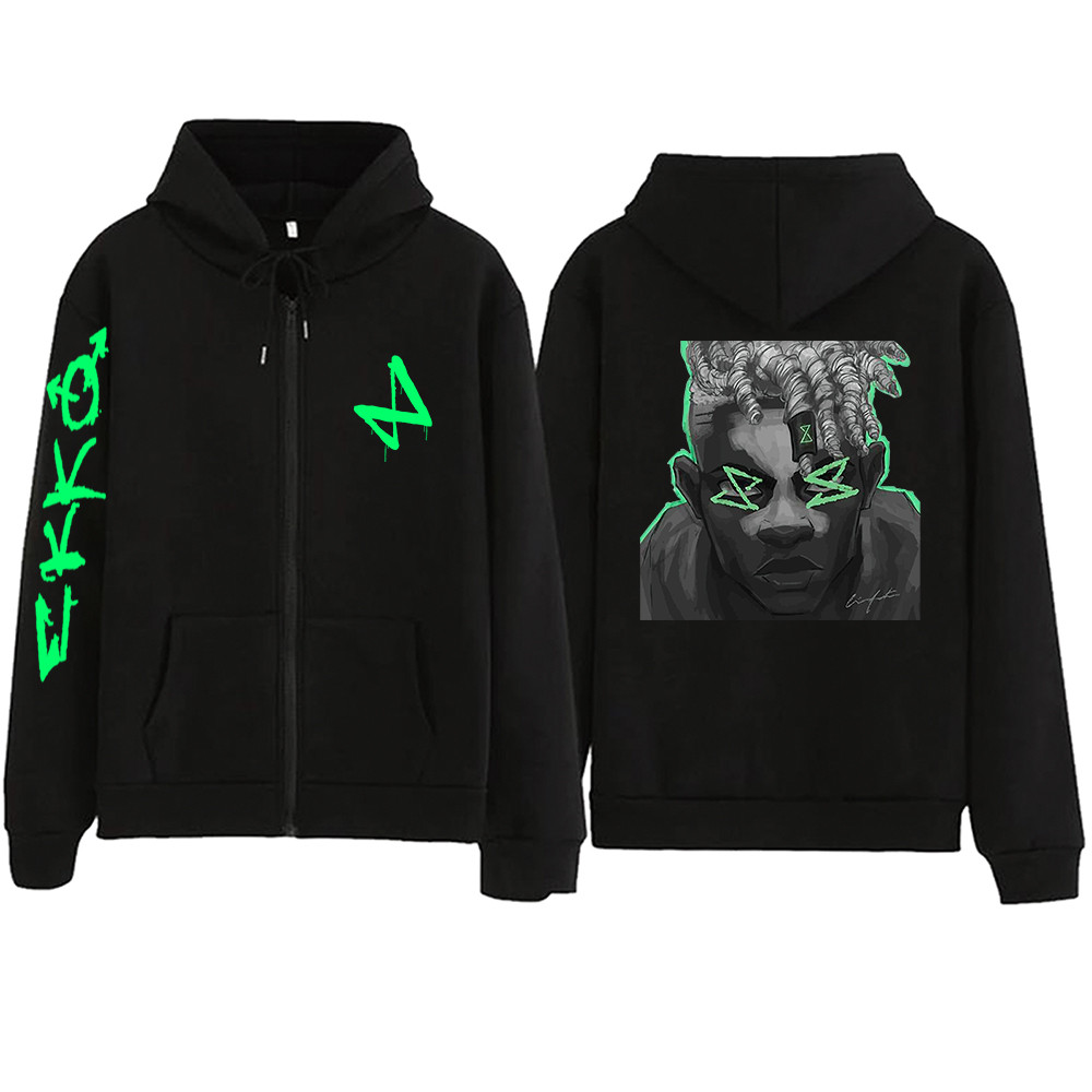 Arcane Ekko Graffiti Zipper Hoodie - Jinx Anime Zipper Hoodie Jacket Arcane League Of Legends Unisex