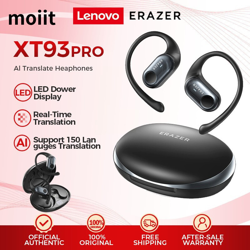Lenovo ERAZER XT93 PRO Al สมาร์ท RealTime หูฟังแปลบลูทูธ 5.4 พร้อมจอแสดงผล LED หูฟังธุรกิจพร้อม c กั