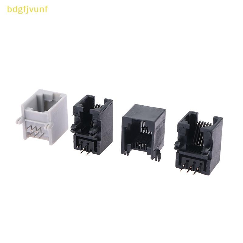 BDGF 10PCS RJ11 โทรศัพท์ซ็อกเก็ตโค้ง Pin 95001 4P4C 6P6C 6P4C หญิงแจ็ค Pcb Connector ซ็อกเก็ตโทรศัพท