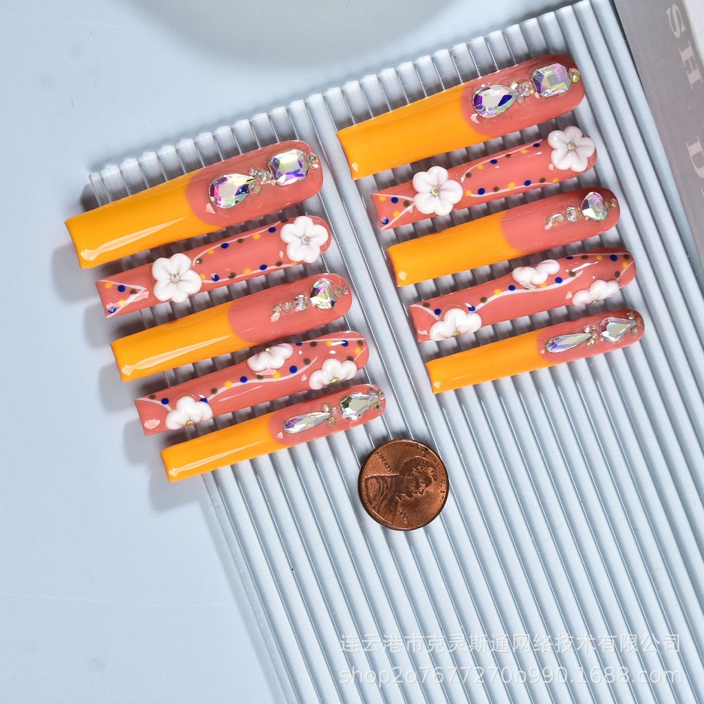 TK Style Handmade Wearing Nail แฟชั่นยอดนิยม ins Style Super Long Style 285 U3NF