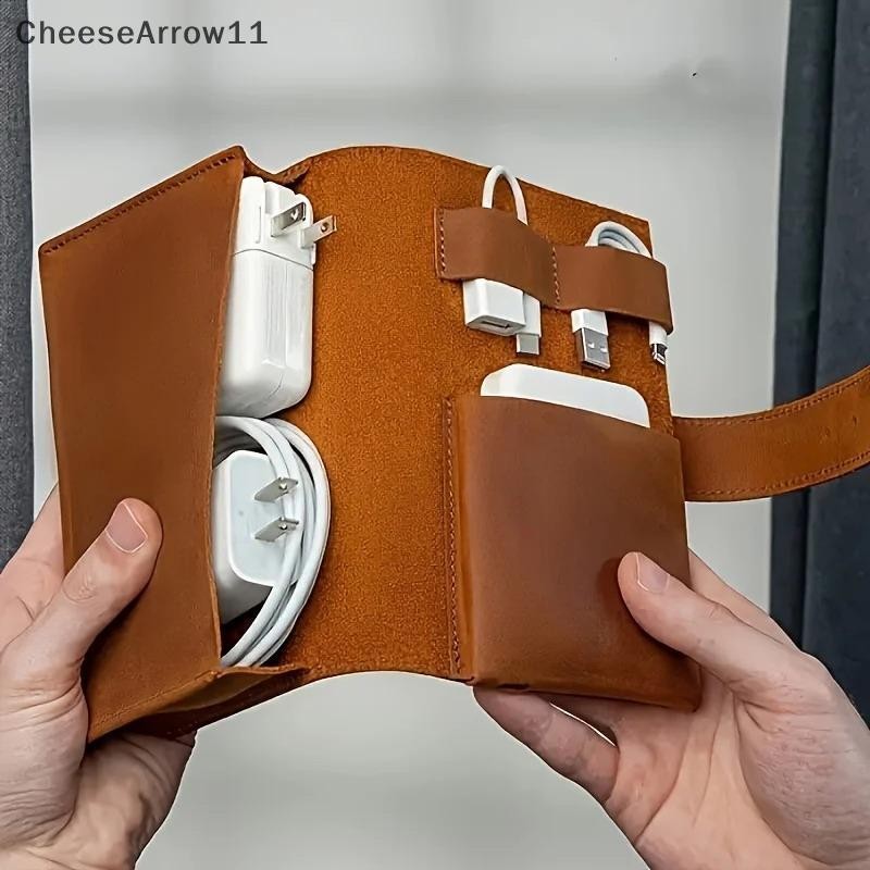 CHE 1 PC หนัง Multi-Compartment Organizer-แบบพกพา Tech School อุปกรณ์เสริมสําหรับสายเคเบิล,เครื่องชาร์จ,ปากกา- Travel Storage TH