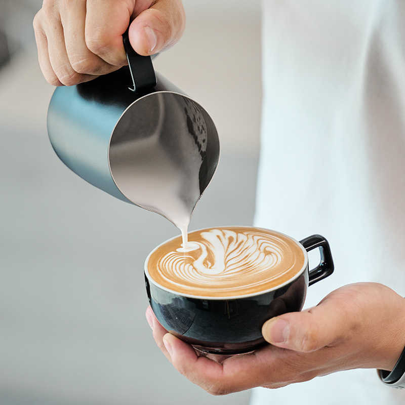 WPM Huijia Latte Cup Latte Convection Coffee Cup 240ml 8oz สีดําสีขาว