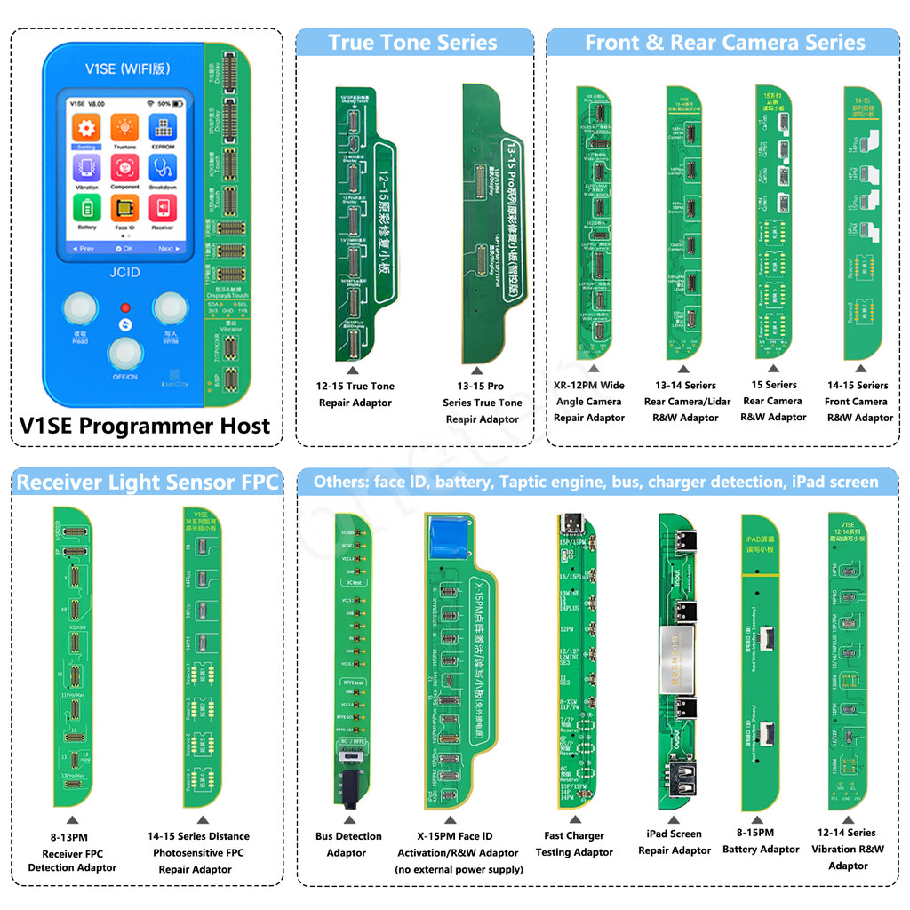 ใหม่ JCID JC V1SE V1S PRO Dot Matrix Face LCD True Tone แสงสีเดิมลายนิ้วมือแบตเตอรี่สําหรับ IPhone X
