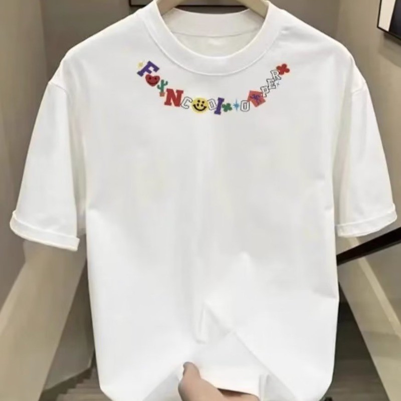 COD 2025 Summer Men's Retro Trendy Casual T-Shirt Loose Fit Versatile Round Neck Couple Half Sleeve 