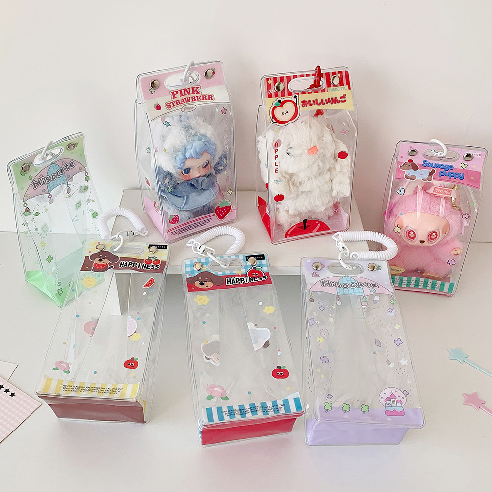 20 ซม.โปร่งใส พีวีซี ตุ๊กตากระเป๋าน่ารักการ์ตูนผ้าอ้อมกระเป๋าแสดงการจัดเก็บฝุ่นปิดบัง
