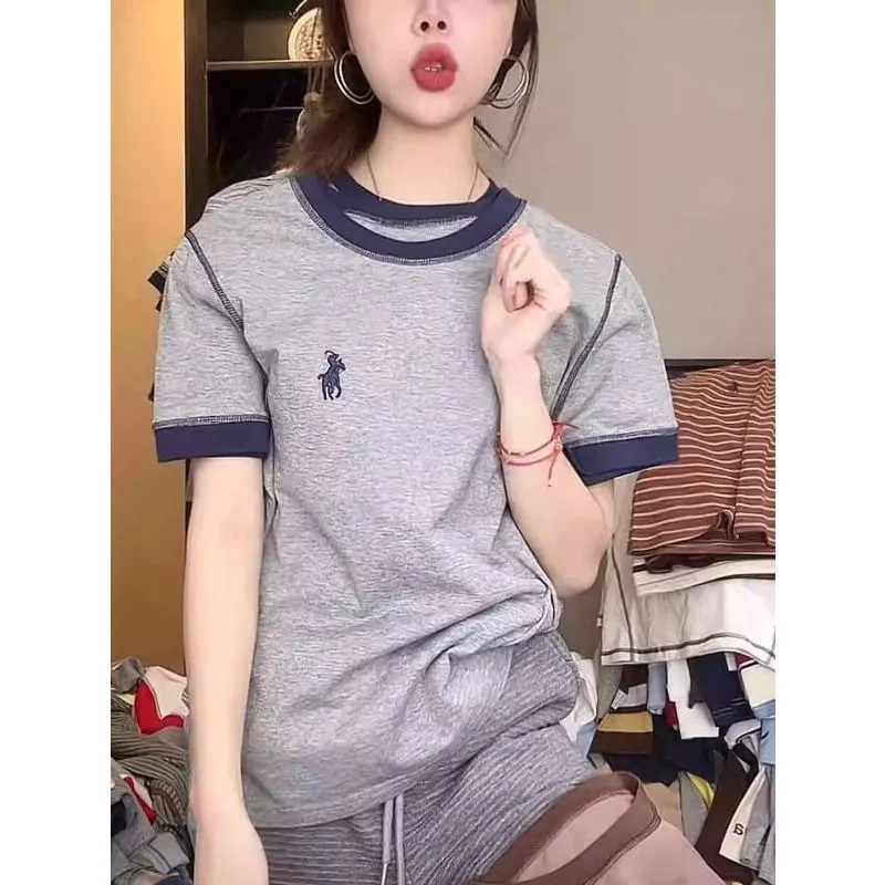ส่งไวจากไทย⭐Summer⭐S-4XL เสื้อแขนสั้นเสื้อยืดสั้นด้านบนผ้าฝ้ายบวกขนาดฤดูร้อนเกาหลีสุภาพสตรีสวยหลวม