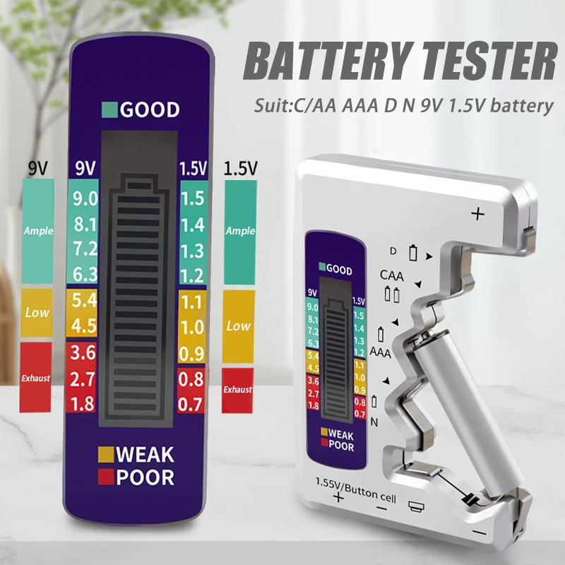 Universal เครื่องทดสอบแบตเตอรี่ดิจิตอล C/AA AAA DN 9V 1.5V ปุ่มความจุตรวจสอบเครื่องตรวจจับ LCD Capac