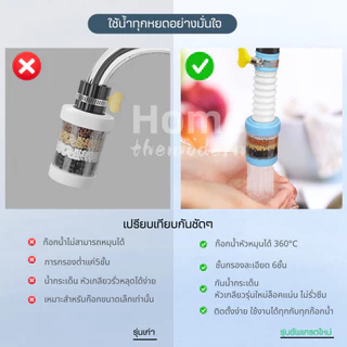 หัวต่อก๊อกน้ำ(รุ่นอัพเกรดปรับค่าPHในน้ำ)หมุนได้ 360°Cชั้นกรอง 6ชั้น กันน้ำกระเด็น หัวกรองก๊อกน้ำ ที่กรองน้ำ หัวกรองน้ำ