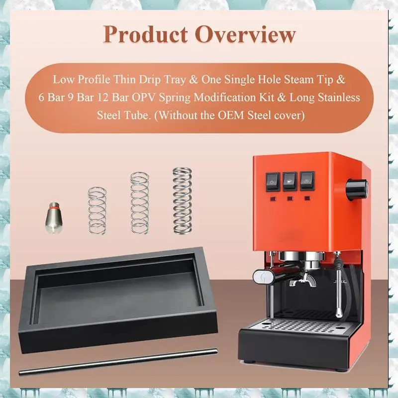 Caci Low Profile Thin Drip Tray & Hole Steam Tip & Spring Modification Kit, สําหรับ Gaggia Classic P