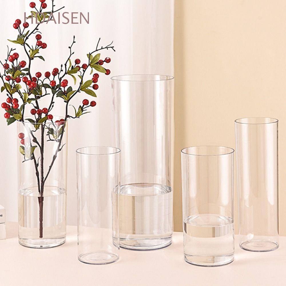 HDAISEN แจกันทรงกระบอกอะคริลิค สีใสและปลอดภัยจากความแตก เหมาะสำหรับเป็นของขวัญหรือตกแต่งร้านอาหาร