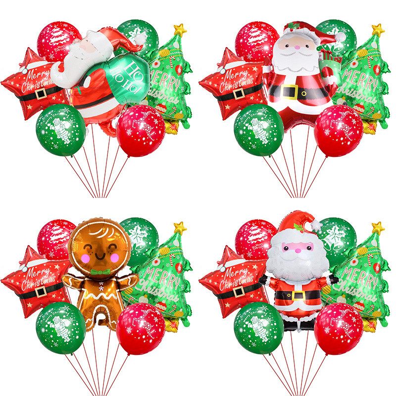 Cross-Border การ์ตูน Santa Gingerbread Man ลูกโป่งอลูมิเนียมฟอยล์ตกแต่งห้างสรรพสินค้าคริสต์มาสลูกโป่งอลูมิเนียมฟอยล์ตกแต่งปาร์ตี้