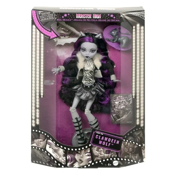 Monster High Reel Drama Clawdeen Wolf Collector Doll ในสีดําและสีขาว 2025 ใหม่