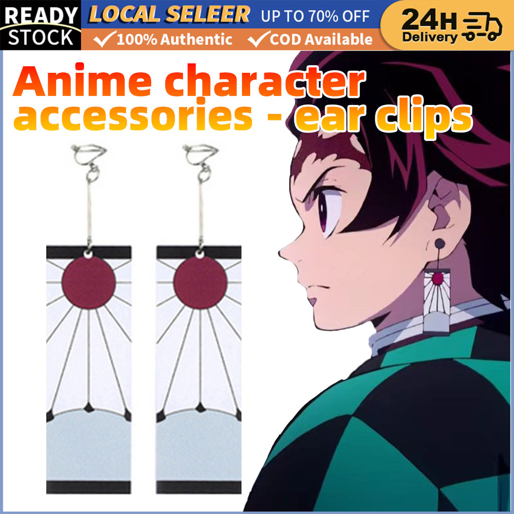 อะคริลิค Demon Slayer คลิปบนต่างหู Mne ผู้หญิงคอสเพลย์ต่างหูเครื่องประดับ Tanjiro ต่างหูอะนิเมะคอสเพ