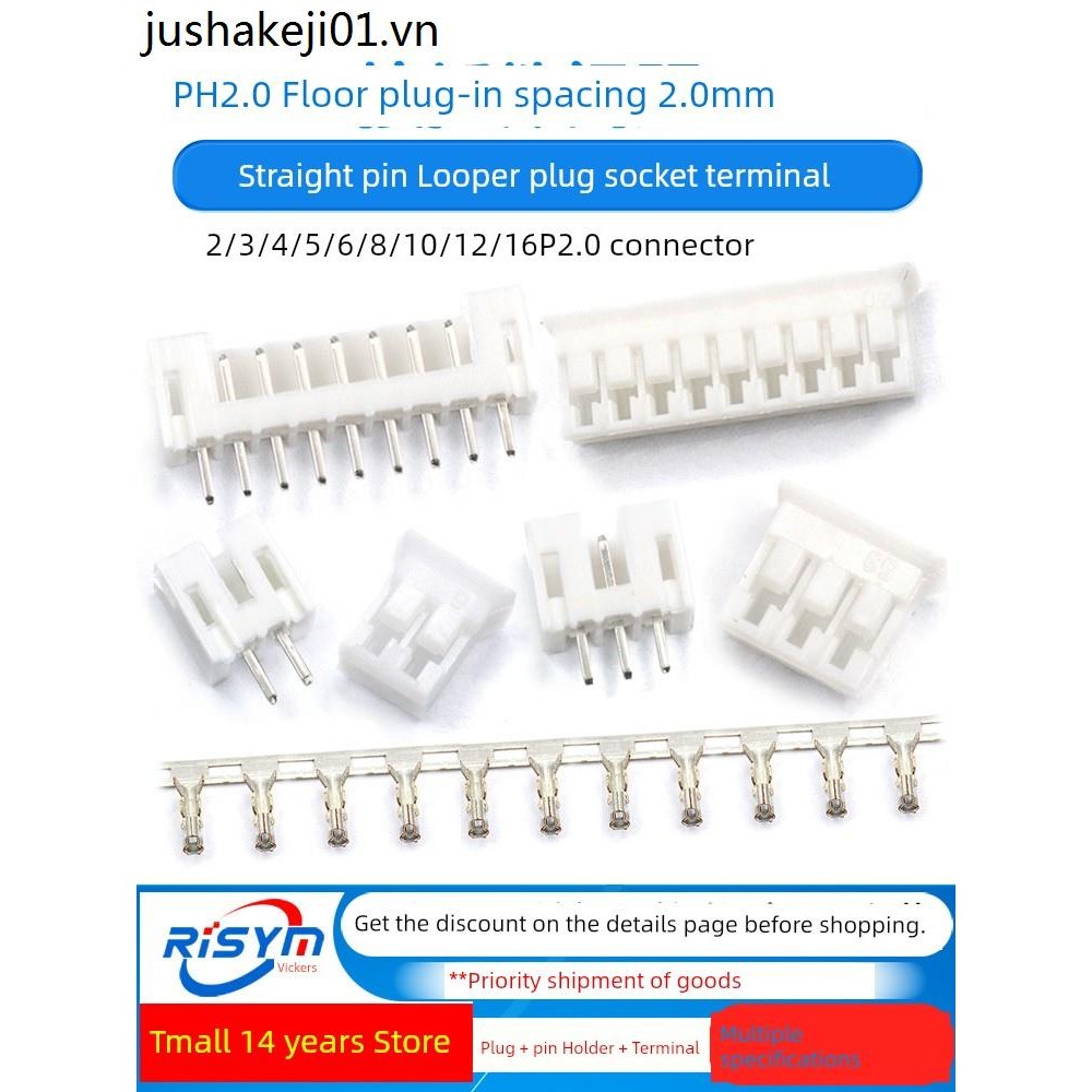 PH2.0 Connector Pitch 2.0MM Connector Curved Pin Socket Plug Straight Pin Socket Connector Terminal 