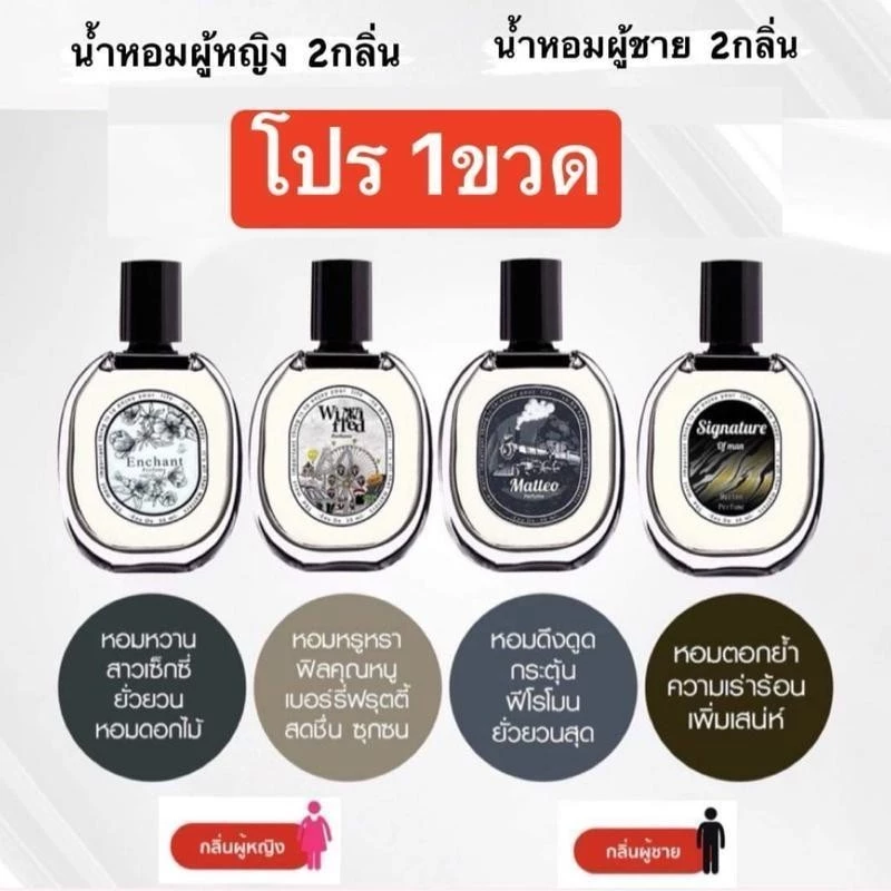 น้ำหอม Enchant มี4กลิ่น หอมดูแพง น้ำหอม ผู้หญิง หอมฟิลดอกไม้ (โปร 1ขวด)
