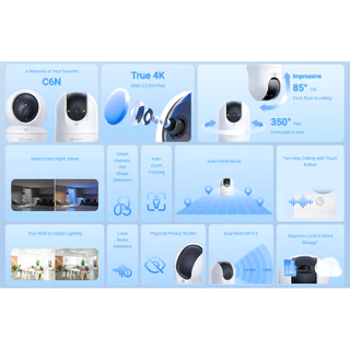 (มีส่งด่วน) EZVIZ C6N G1 4K Next-Generation Pan&Tilt Wi-Fi Smart HomeIndoorCamera กล้องวงจรปิดไร้สาย
