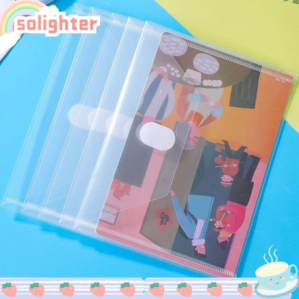 SOLIGHTER กระเป๋าแฟ้ม, แฟ้มพลาสติก A4/A5/A7/A8, ของขวัญกระเป๋าเครื่องเขียนกันน้ําโปร่งใสหนา