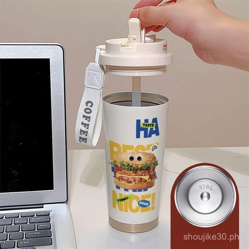 สร้างสรรค์316สแตนเลสแฮมเบอร์เกอร์ถ้วยสูญญากาศคู่ใช้ด้วยฟางเหมาะสําหรับกาแฟหญิงชายนักเรียนแบบพกพาถ้วย