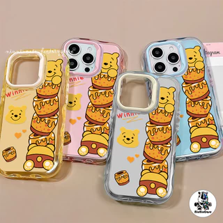 สําหรับ เคสไอโฟน13 หมีน่ารัก For iPhone 16 15 14 13 12 11 17 Pro Max 14 15 16 Plus 11 12Pro เคสโทรศัพท์ Insสี Jelly Case